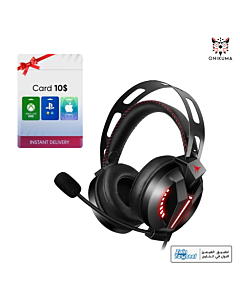 Onikuma M180 Pro Gaming Wired Headset with Noise Cancelling and mic - Black & Red with 10$ Gift Card