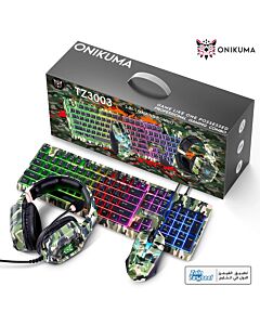 Onikuma 3-in-1 RGB Wired Keyboard Mouse Headset Gaming Combo TZ3003 - Camo Green